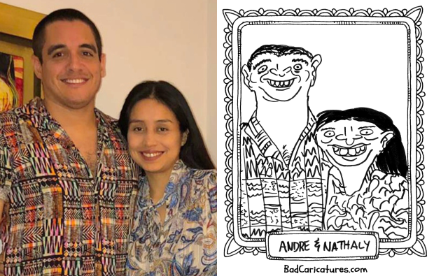 A terrible caricature of Andre & Nathaly